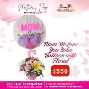 Mom We Love You Bobo Balloon with Floral